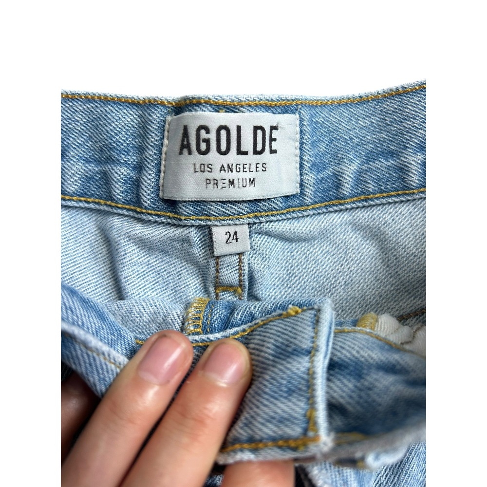 Agolde Parker Vintage Cut Off Short Light Wash Distressed Denim A026-811 Size 24 - Picture 8 of 8